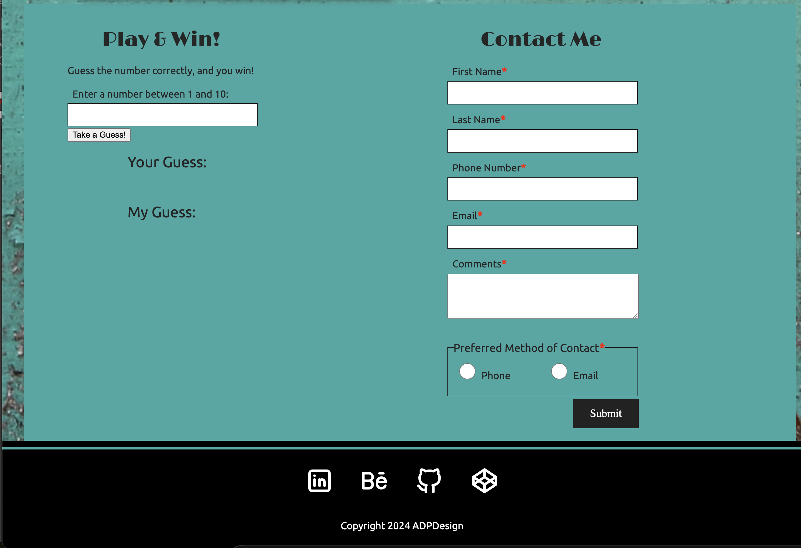 Potfolio contact form