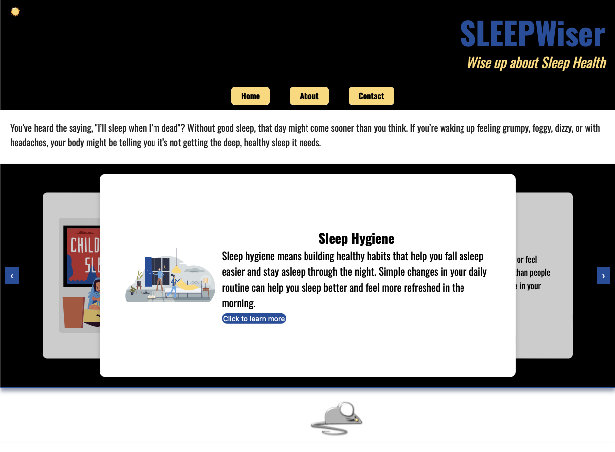 SLEEPWiser website screenshot