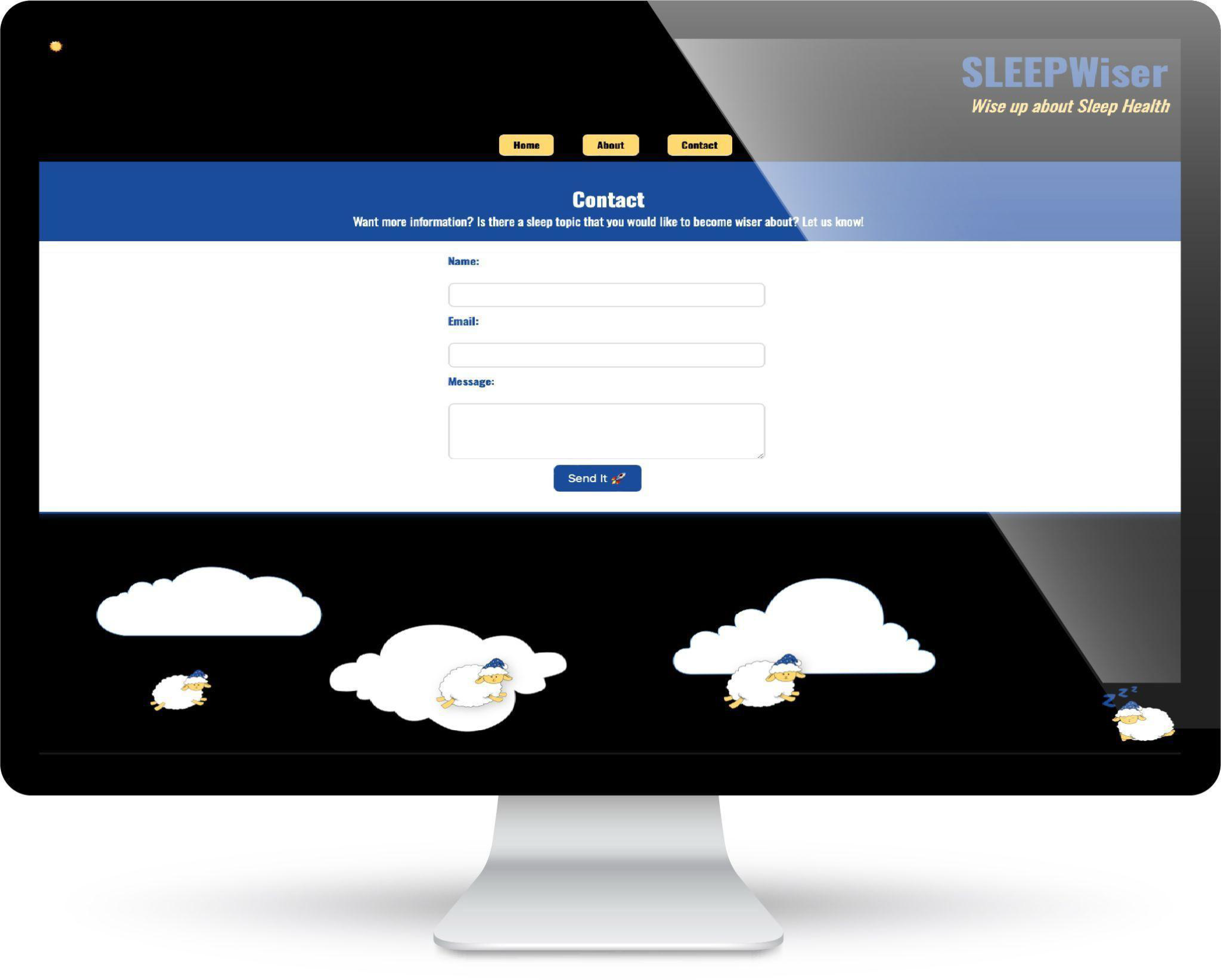 image of sleep wiser contact page mockup