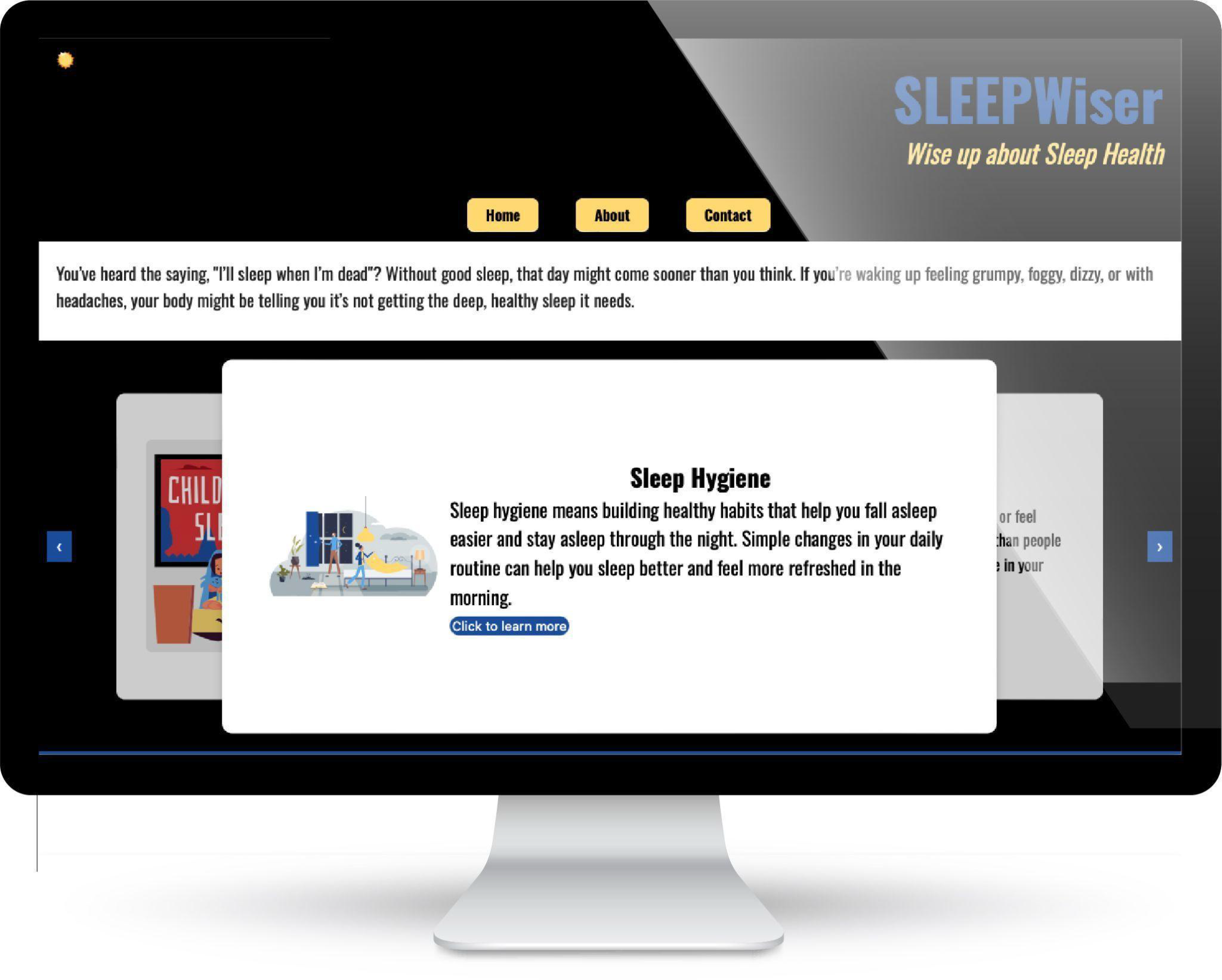 image of sleep wiser landing page desktop
